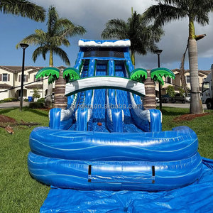 Grand toboggan aquatique gonflable commercial double pour piscine extérieure, idéal pour adultes - Product Image 1