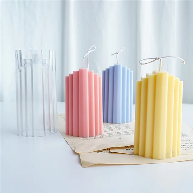 L7069 DIY Transparent Candle Making Kit Plastic Strip Molds Pillar Cylinder Rib Candle Molds Making Supplies For Christmas