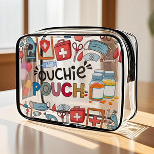 Pochette de rangement cosmétique de taille moyenne en PVC avec fermeture éclair, motif dessin animé, sac de voyage portable - Product Image 1