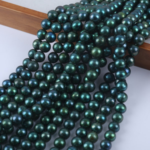 Perles d'eau douce rondes Edison faites à la main, vert pistache, 9-12 mm, perles en vrac pour collier DIY, naturelles et faites à la main - Product Image 1