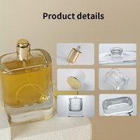 Flacon de parfum vide en verre rectangulaire de luxe personnalisé de 50 ml et 100 ml, rechargeable, avec boîte