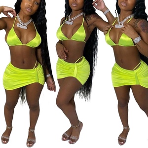 Sexy <span class=keywords><strong>Bikini</strong></span> Primaverile ed Estivo con Allacciatura al Collo, Costume da Bagno da Donna in 3 Pezzi - Product Image 3