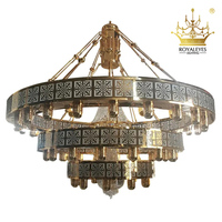Grand lustre de luxe pour mosquée, or, projet islamique, éclairage marocain, lampe musulmane, éclairage d'église, salon