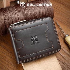 กระเป๋าสตางค์ผู้ชาย BULLCAPTAIN ทำจากหนังแท้คุณภาพสูง กระเป๋าใส่เหรียญสำหรับผู้ชาย กระเป๋าใส่บัตร กระเป๋าสตางค์แบบมีซิปรอบด้าน - Product Image 1