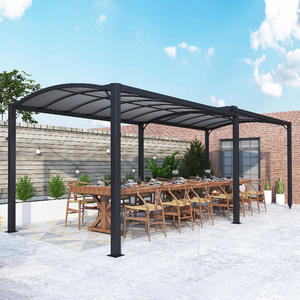 גן חיצוני עמיד למים פוליאסטר חופה hardtop ביתן שמש צל מתקפל מתכת נשלף 5.5m פרגולה - Product Image 2