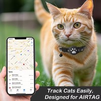 Collier moderne pour chat en polyester imprimé avec boucle de sécurité, lumières détachables, support pour AirTag empreinte de patte et clochette