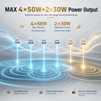 Amplificador de Coche de 6 Canales con Sistema Android, 4x50W+2x30W, Control de Graves y Agudos, Amplificador de Potencia para Audio de Coche