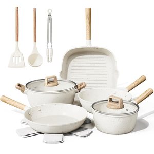 High Quality Non-Stick 14-Piece Aluminum Cooking <b>Pots</b> With Glass Lid Ceramic Coated Forged Non-stick Cookware Set - Product Image 1