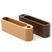 Base en bois poli décoration de Table de bureau carte de visite personnalisée et porte-stylo support produits en bois personnalisés