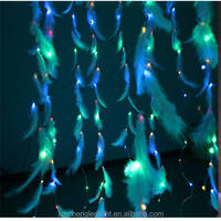 Guirlande lumineuse LED en forme de cœur avec plumes roses/blanches sur fil de cuivre, rideau de lumières féeriques IP44 pour chambre, vacances, ascenseur, fenêtre