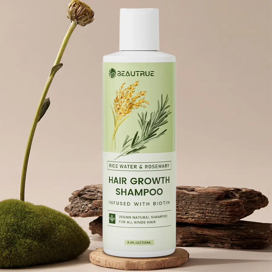 Hot Sale Natural Biotin Rice Water Rosemary Hair Growth Shampoo Custom For Men And Women Hair Growth Nourishing Repair Shampoo