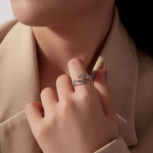 Classic <b>Silver</b> Plated Leaf <b>Ring</b> Unisex Daily Wear Gift Jewelry Plant Pattern Fashion <b>Rings</b> - Product Image 6