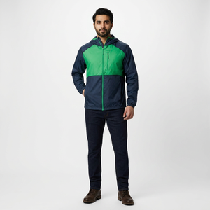Wholesale Light <b>Weight</b> Breathable Men's Windbreaker Jackets <b>Stand</b> Collar Front Logo Customized Rain Jacket - Product Image 1