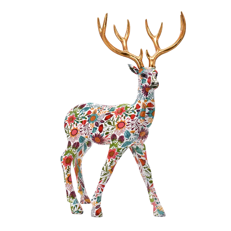 Light luxury style fashion water decal resin animal decoration deer stand statue for home ornament