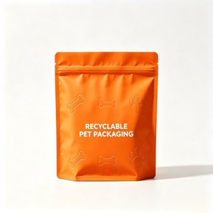 Custom Printed Recyclable Mono PE Matte Sage Green Resealable Zipper Stand Up Pouch For Dog <b>Cat</b> Treat Pet Food Packaging Bag - Product Image 1