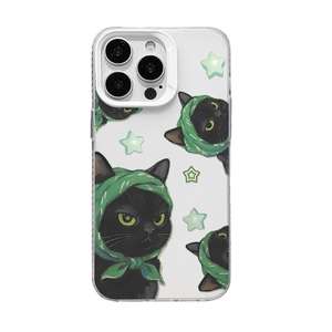 <span class=keywords><strong>เคส</strong></span>โทรศัพท์กันกระแทก ลายแมวดำบนผ้าพันคอสีเขียว รุ่น TPU สำหรับ 11-17 ป้องกันรอยนิ้วมือ พร้อมป้องกันเลนส์ - Product Image 1