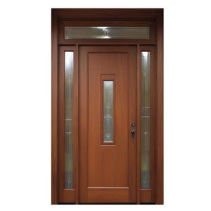 GA-31G Classic Custom Size Hardwood Solid Core Glass rustic wood Door With <b>Top</b> Side Panel - Product Image 3