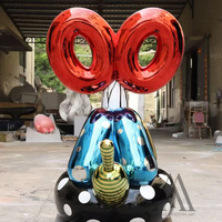 Grande sculpture d'animal Pop Art personnalisée pour affichage commercial en centre commercial, sculpture de chien ballon en fibre de verre électroplaquée