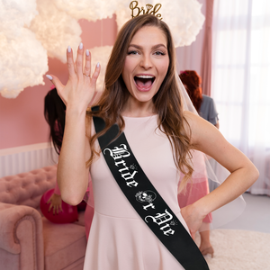 Fascia Nera in Raso 'Bride or Die' fino alla <span class=keywords><strong>Morte</strong></span>, Divertente Fascia per Addio al Nubilato, Fascia 'Bride to Be' per Festa Prematrimoniale - Product Image 4