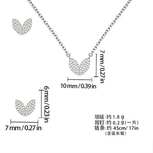 Conjunto de pendientes y collar de aleación de cobre con forma de corazón de perla brillante para mujer, joyería de moda para fiesta - Product Image 5