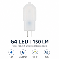 Ampoules LED G4 résidentielles à économie d'énergie, 12V AC/DC, 1,6W, 150LM, Ra>80, pilote IC sans scintillement, 14 LED 2835 en plastique