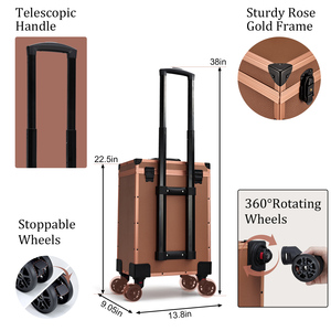 Chariot de maquillage professionnel en aluminium, organiseur de cosmétiques, chariot pour esthéticiennes, coiffeuses, artistes ongulaires, valise à roulettes - Product Image 6