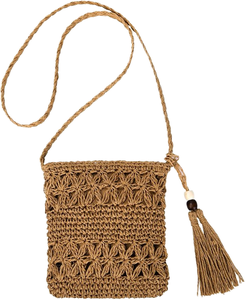 Bolso de mano de playa con cuentas de madera Retro para mujer, bolso de hombro abierto grande de verano, Correa OEM, tendencia tejida de paja importada, moda para - Product Image 1