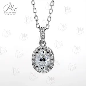 Oval Shape Moissanite Earring <strong>Necklace</strong> <strong>D</strong> Color 100% 925 Sterling Silver Plated 18K Fine Anniversary Gift Jewelry Sets - Product Image 2