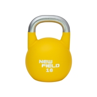 Kettlebell de compétition avec logo personnalisé, sablage, poignée en acier chromé décorative, soudée, revêtement en poudre lisse