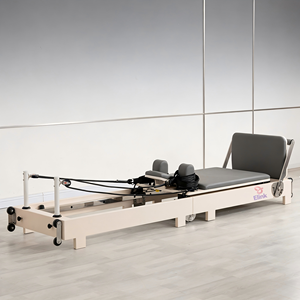 Reformer Pilates pliable en bois blanc, lit <span class=keywords><strong>de</strong></span> rééducation pour la maison et le studio, équipement <span class=keywords><strong>de</strong></span> fitness peu encombrant - Product Image 4