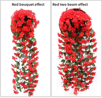 Venta al por mayor de fábrica: Flores artificiales de orquídea violeta para colgar en la pared, hortensias grandes de seda, guirnaldas de flores para decoración de balcones y bodas.