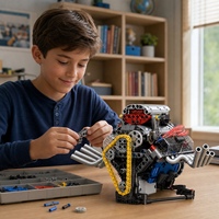 Kaiyu K96202 – Bloc de construction de moteur V8 simulé avec programmation mécanique, modèle de moteur jouet à construire avec moteur électrique