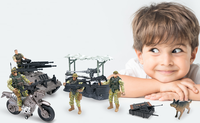 Figurines d'action de jouets personnalisées avec des véhicules militaires, ensemble de jouets, soldats de jouets avec des camions militaires, hélicoptère, tente de guerre pour enfants
