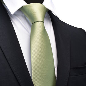 Cadeau <span class=keywords><strong>Cravate</strong></span> en soie pour hommes 2024 Newest Design Dark Sage Green Plaid Fashion Brand Wedding Party Necktie - Product Image 1