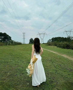 Robe longue blanche décontractée unie en dentelle naturelle, col halter, nœud sur l'épaule, sans manches, élégante, légère, respirante, tissée - Product Image 6