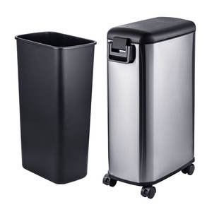 Conteneur de stockage d'aliments pour animaux de compagnie en acier inoxydable portable, étanche, hermétique, résistant à l'humidité, avec 4 roues - Product Image 5