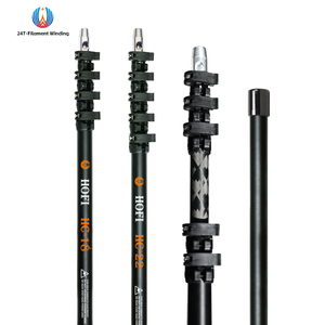 HOFI Perche télescopique en fibre de carbone de 18 pieds et 22 pieds pour le nettoyage des fenêtres, alimentée en eau et aspirateur, tubes de nettoyage des gouttières avec nouvelle pince - Product Image 1