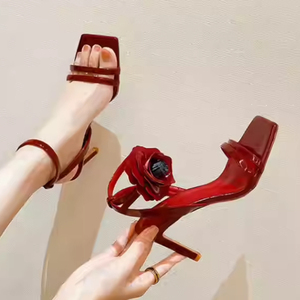 6CM/8CM/3CM Flower Tacones Altos New Fashion Women Summer High Quality Low Sandals <b>Heels</b> - Product Image 3