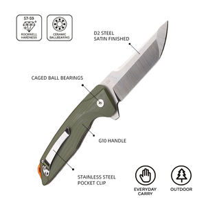Toptan 3.5 ''D2 çelik G10 kolu Tanto EDC taktik avcılık açık kamp için katlanır çakı - Product Image 2