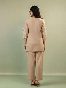 Ensemble de cordons en coton modeste, imprimé, décontracté, pour le bureau et les vacances, ensemble de cordons en coton indien, vente en gros - Product Image 4