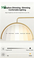 Lampe à anneau LED rotative pour extensions de cils, 24 pouces, dorée, réglable en hauteur, pour salon de beauté moderne