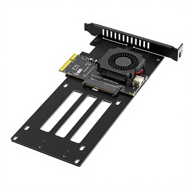 U2 SSD Adapter Card PCIe 5.0 X4 SFF-8639 NVMe Expansion Card with Fan Stock