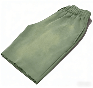 Shorts de sport pour homme en coton French Terry, style vintage, coupe ample, délavé à l'acide, avec cordon de serrage et logo personnalisé, effet usé, pour l'été - Product Image 4