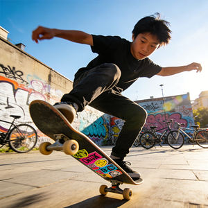 ZHOYA Skateboard doublement relevé à quatre roues en érable, planche professionnelle pour l'action urbaine, skateboard pour adolescents 80cm - Product Image 4