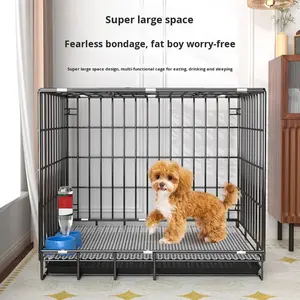 Cages pour animaux de compagnie pliables en métal, grand format, style classique et simple, <span class=keywords><strong>avec</strong></span> plateau en plastique à motif uni, robustes et durables – Meilleur prix - Product Image 4