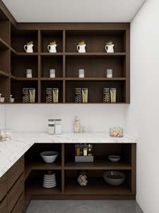 Cuisine moderne avec armoire de garde-manger et plan de travail en quartz, grand rangement pour appartement - Product Image 6