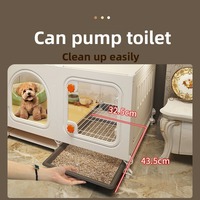 Villa pour animaux de compagnie tout-en-un personnalisable avec zone d'alimentation, toilettes, fenêtre de ventilation et rangement en dessous