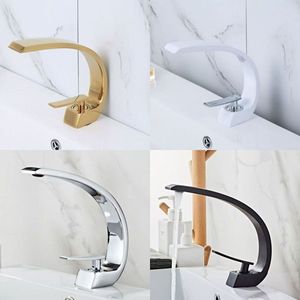 Robinet de lavabo moderne de luxe en laiton et céramique, monotrou, à poignée unique, pour <span class=keywords><strong>eau</strong></span> chaude/froide, idéal pour chambres, villas, hôtels et salons - Product Image 5