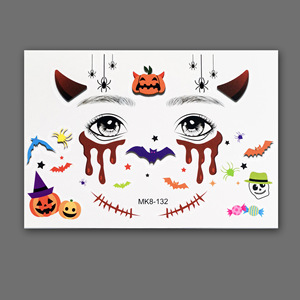 Autocollants fluorescents pour le visage pour Halloween, brillent dans le noir, imperméables, maquillage de cosplay, décoration, autocollants transférables - Product Image 4