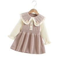 Robe Pull pour Filles, Nouvelle Collection Automne-Hiver 2026, Style Coréen, Col Peter Pan Mignon, Pull en Tricot pour Bébés Filles